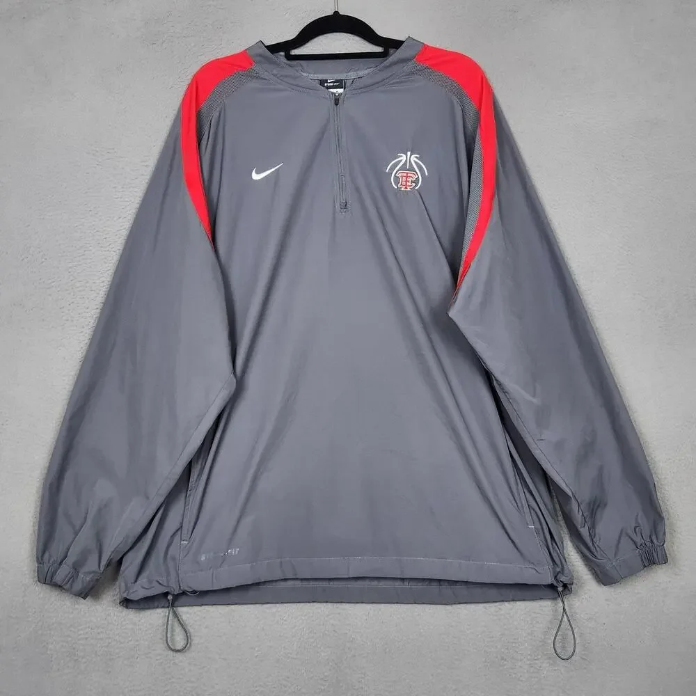 Nike Storm-FIT Jacket Mens XL Gray Red 1/4 Zip Wauwatosa Windbreaker 359725-256